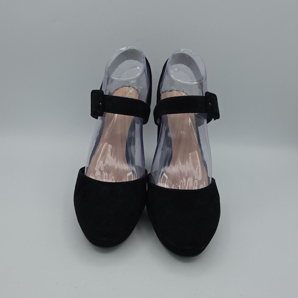 Gianni Bini Lookin-Sharp Black Faux Suede Chunky Block Heel Platform Shoes Sz 9 - Picture 3 of 8